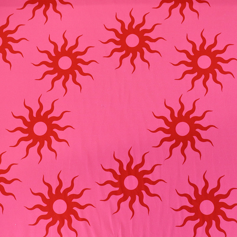 100% Cotton Pink and Red Cotton Poplin Fabric - Sun Print