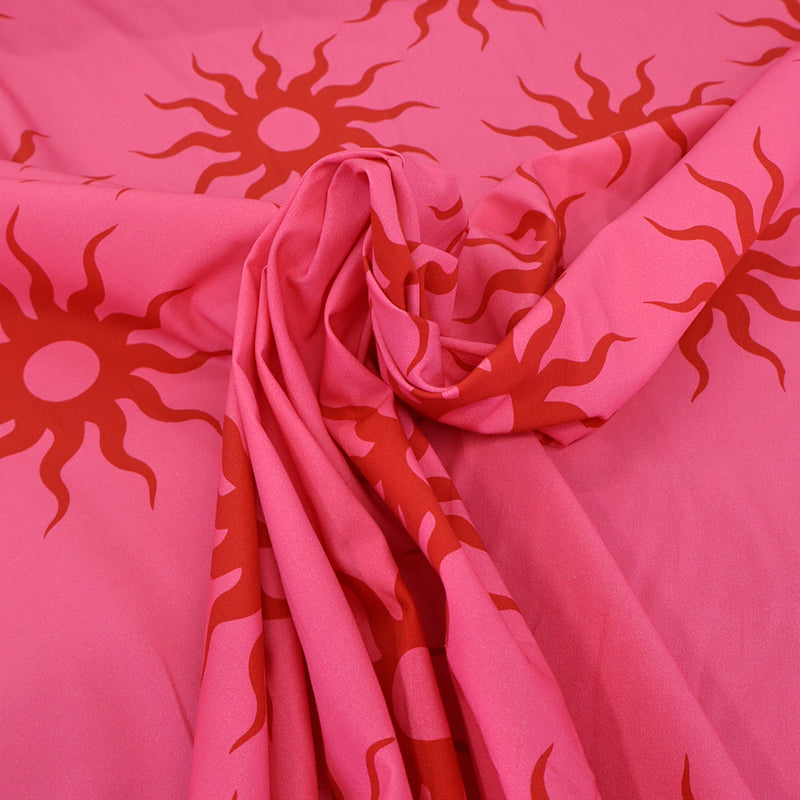 100% Cotton Pink and Red Cotton Poplin Fabric - Sun Print