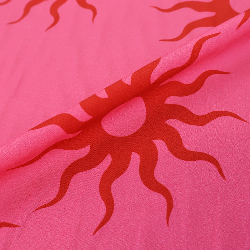 100% Cotton Pink and Red Cotton Poplin Fabric - Sun Print