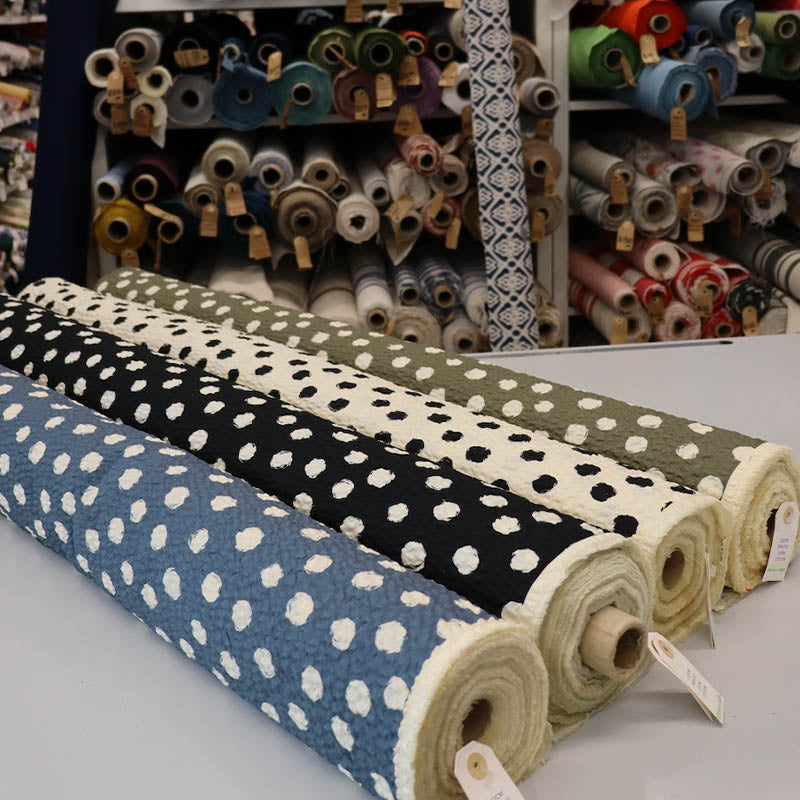 Cotton Seersucker - Cream Dots - Black