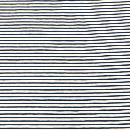 92% Cotton 8% Elastane Striped Jersey Fabric - Navy and White Mini Breton