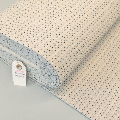 Cotton and Polyester Mix Jacquard - Kantha  Stitch - Putty