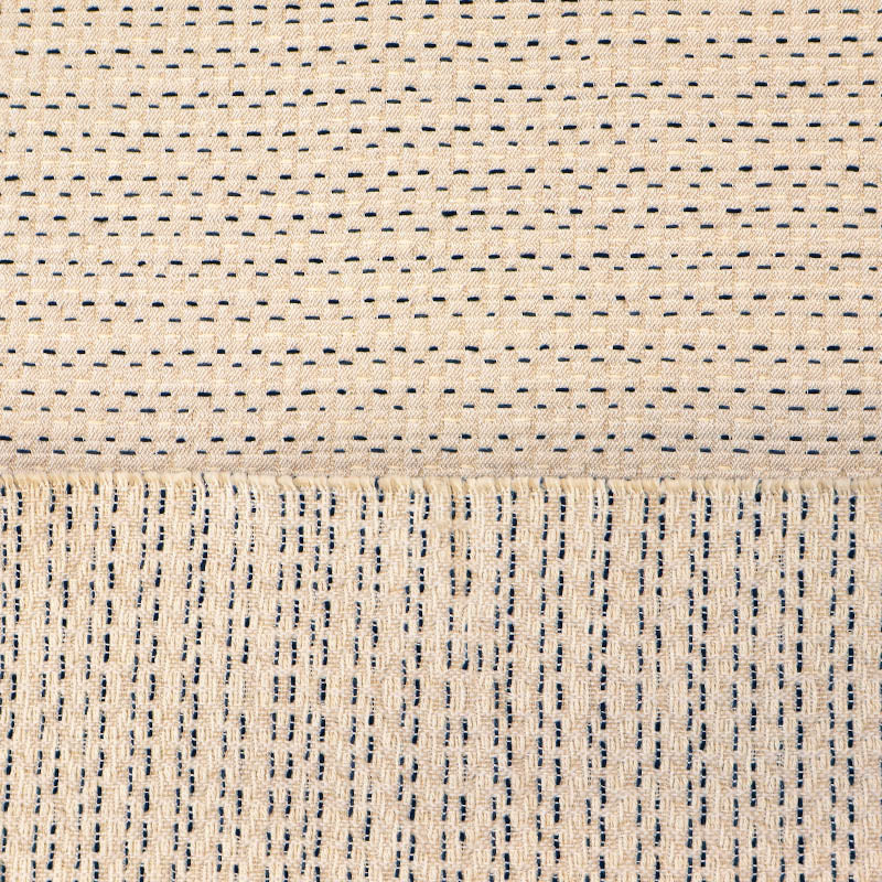 Cotton and Polyester Mix Jacquard - Kantha  Stitch - Putty