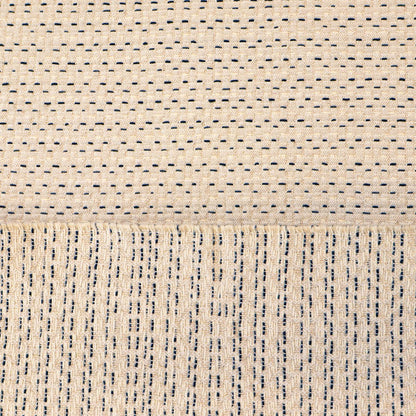 Cotton and Polyester Mix Jacquard - Kantha  Stitch - Putty