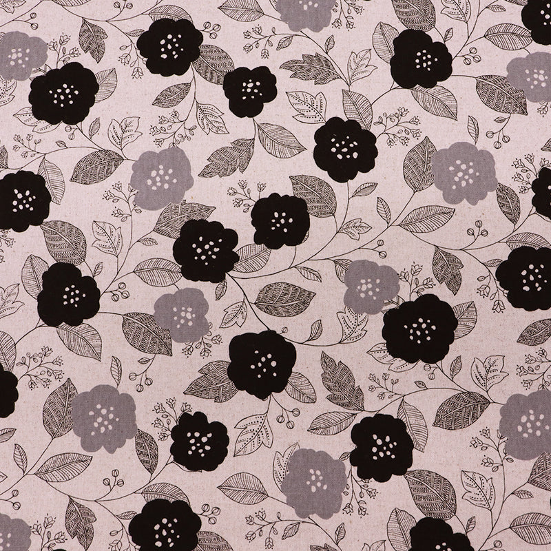 85% Cotton 15% Linen Beige Floral Cotton Linen Blend Fabric by Japanese designer Sevenberry