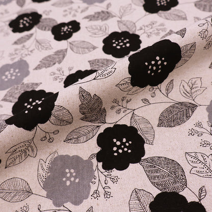85% Cotton 15% Linen Beige Floral Cotton Linen Blend Fabric by Japanese designer Sevenberry