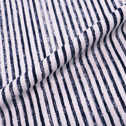 55% Linen 45% Cotton Linen and Cotton Blend Blue Striped Fabric