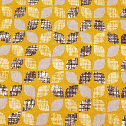 85% Cotton 15% Linen Yellow Cotton and Linen Geometric Floral Fabric