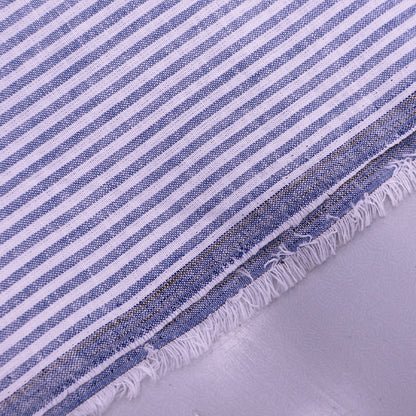55% Linen 45% Cotton Blue Stripe Fabric