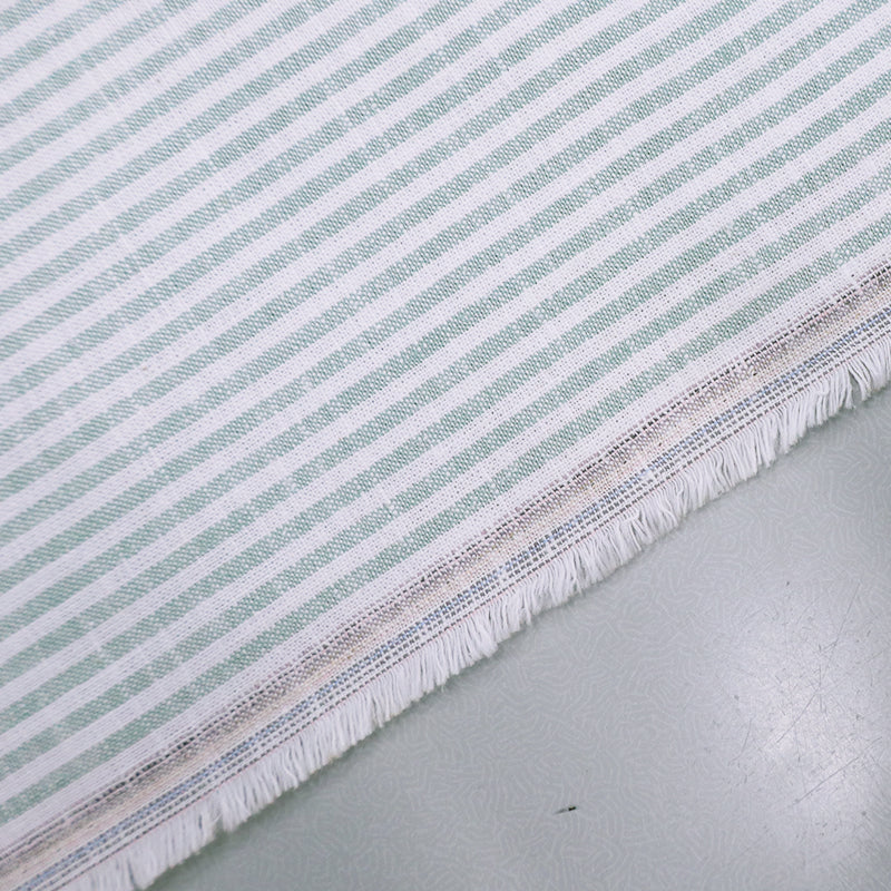 55% Linen 45% Cotton Linen and Cotton Green Stripe Fabric
