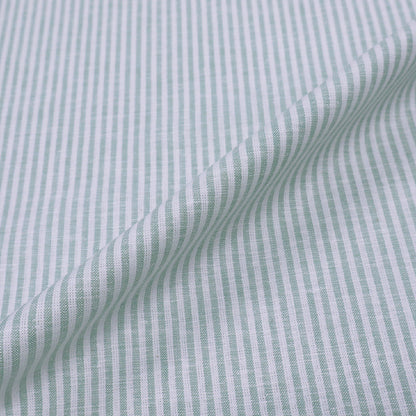 55% Linen 45% Cotton Linen and Cotton Green Stripe Fabric
