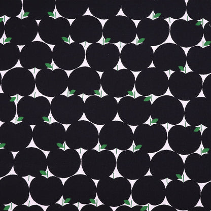 100% Cotton Black Cotton Fabric - Apple Print by designer Sevenberry