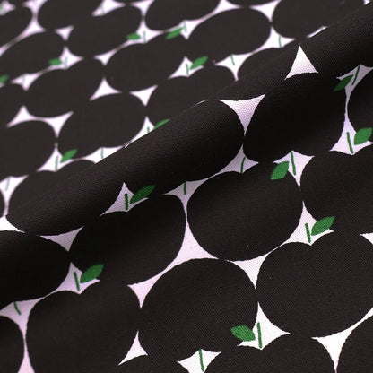 100% Cotton Black Cotton Fabric - Apple Print by designer Sevenberry