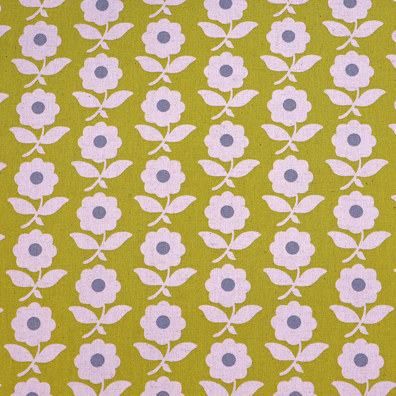 85% Cotton 15% Linen Cotton and Linen Blend Yellow Floral Print by designer Sevenberry