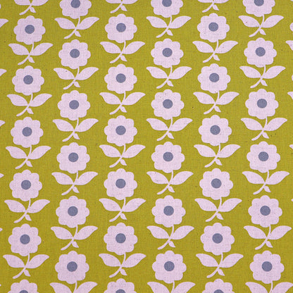 85% Cotton 15% Linen Cotton and Linen Blend Yellow Floral Print by designer Sevenberry