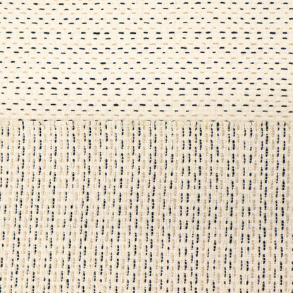 Cotton and Polyester Mix Jacquard - Kantha Stitch - White