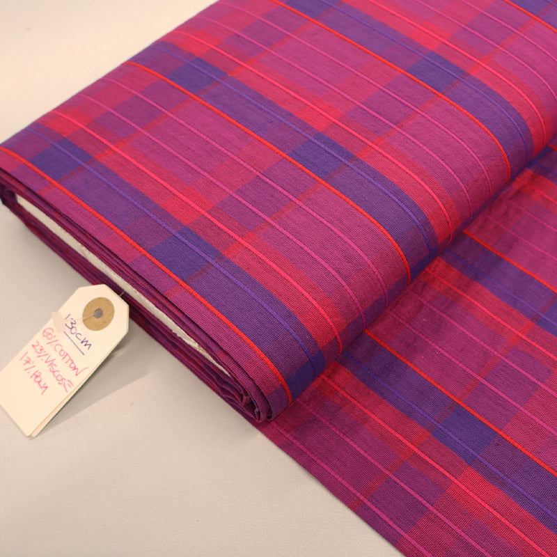 Cotton and Viscose Mix - Check - Magenta