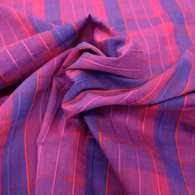 Cotton and Viscose Mix - Check - Magenta