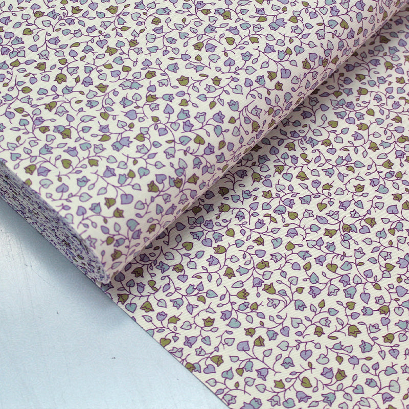 Cream Brushed Cotton - Floral - Lilac Leaves