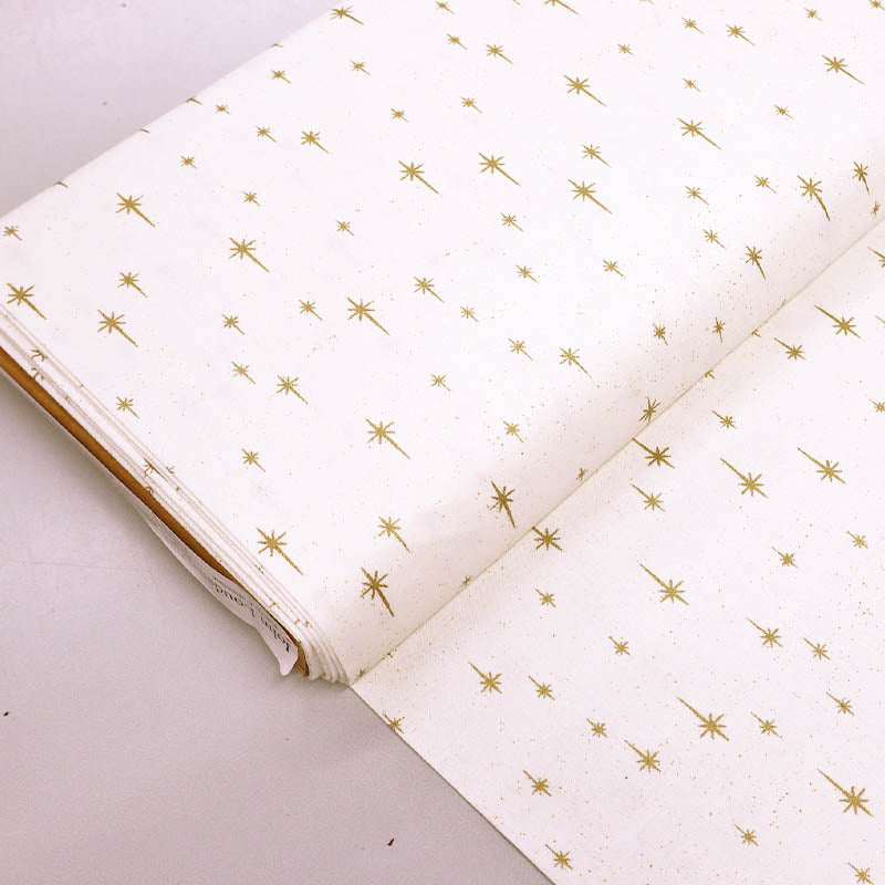 100% Cotton Cream Gold Star Print Fabric
