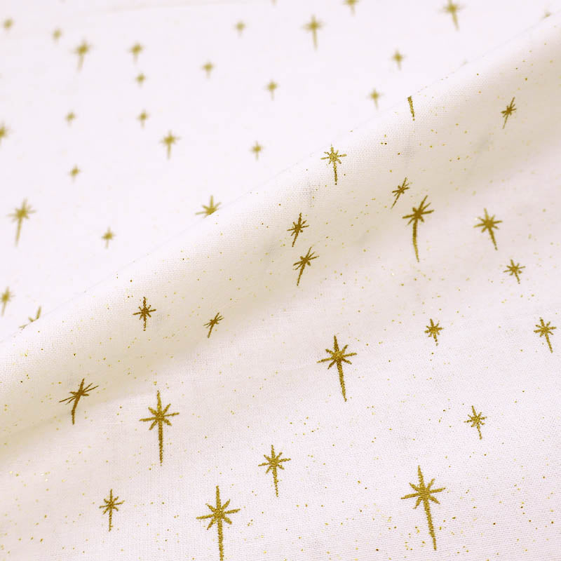 100% Cotton Cream Gold Star Print Fabric