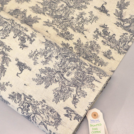 Cream Cotton - Toile de Jouy - Black