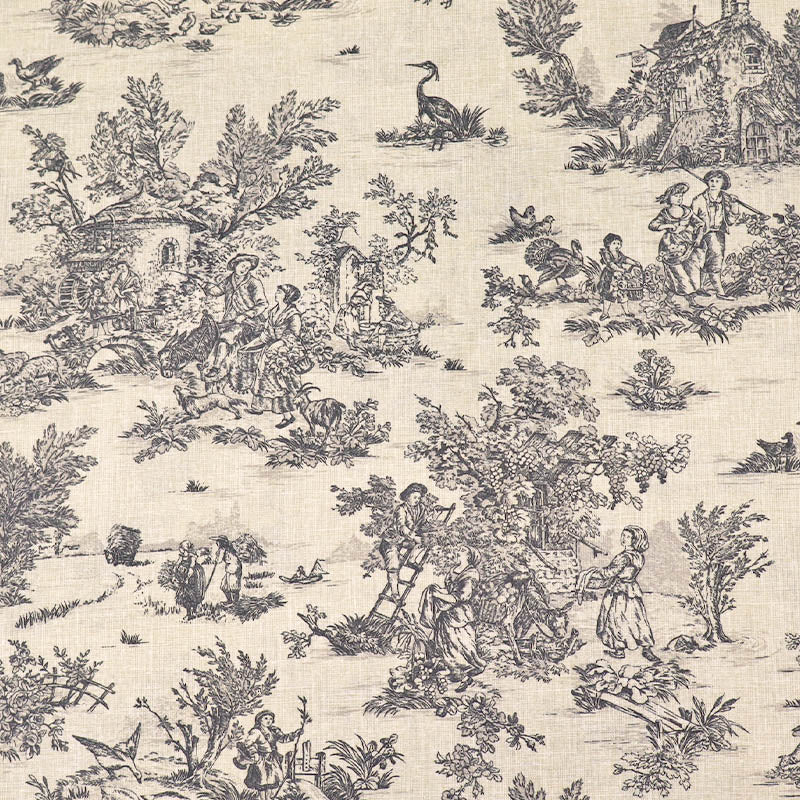 Cream Cotton - Toile de Jouy - Black