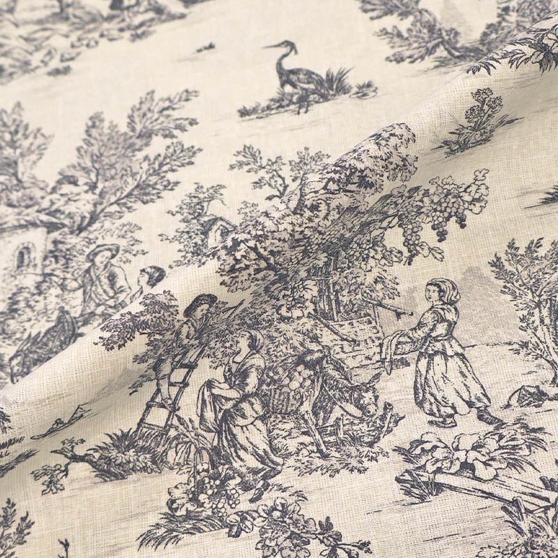 Cream Cotton - Toile de Jouy - Black