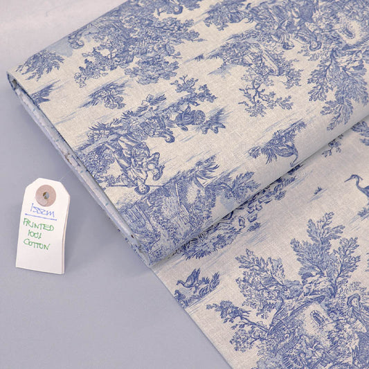 Cream Cotton - Toile de Jouy - Blue