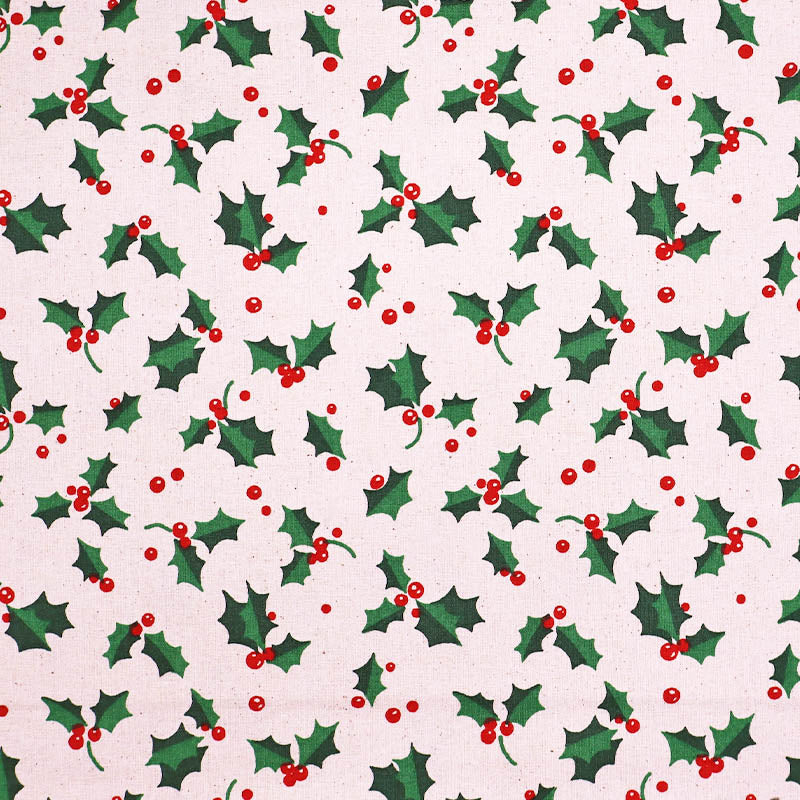 Cream Christmas Craft Cotton - Holly Sprig