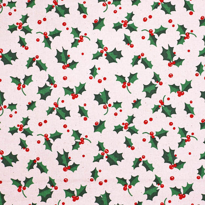 Cream Christmas Craft Cotton - Holly Sprig