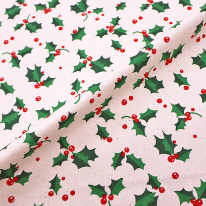 Cream Christmas Craft Cotton - Holly Sprig