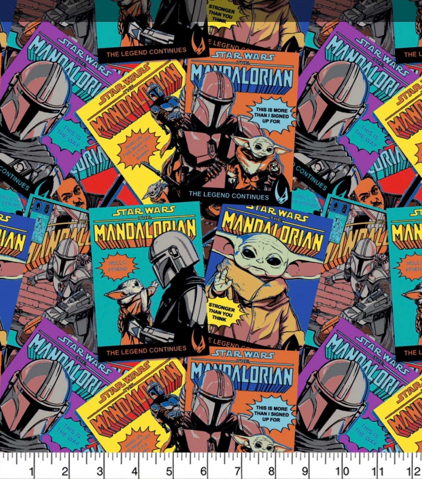 100% Cotton The Mandalorian Star Wars Comic Strip Fabric multicoloured