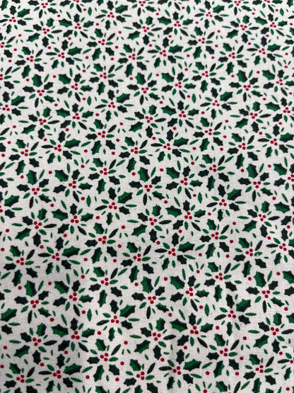 White Christmas Cotton - Holly Berry