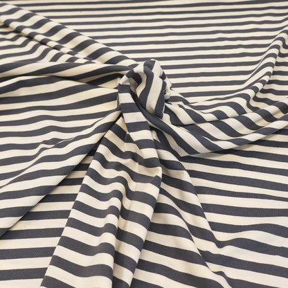 Deadstock Cotton Elastane Jersey - Stripe - Grey