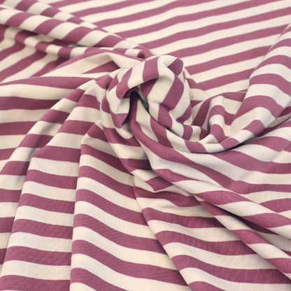Deadstock Cotton Elastane Jersey - Stripe - Mauve