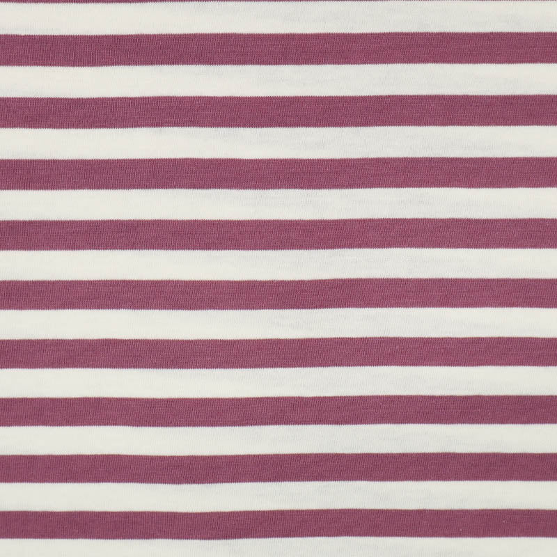 95% Cotton 5% Elastane Deadstock Jersey Fabric -Purple and White Stripe