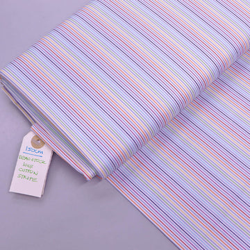 100% Cotton Deadstock Cotton Fabric - Multi Coloured Stripe