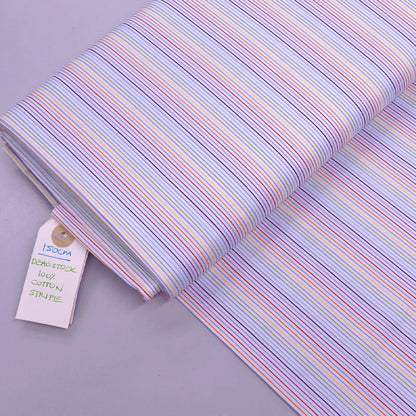 100% Cotton Deadstock Cotton Fabric - Multi Coloured Stripe