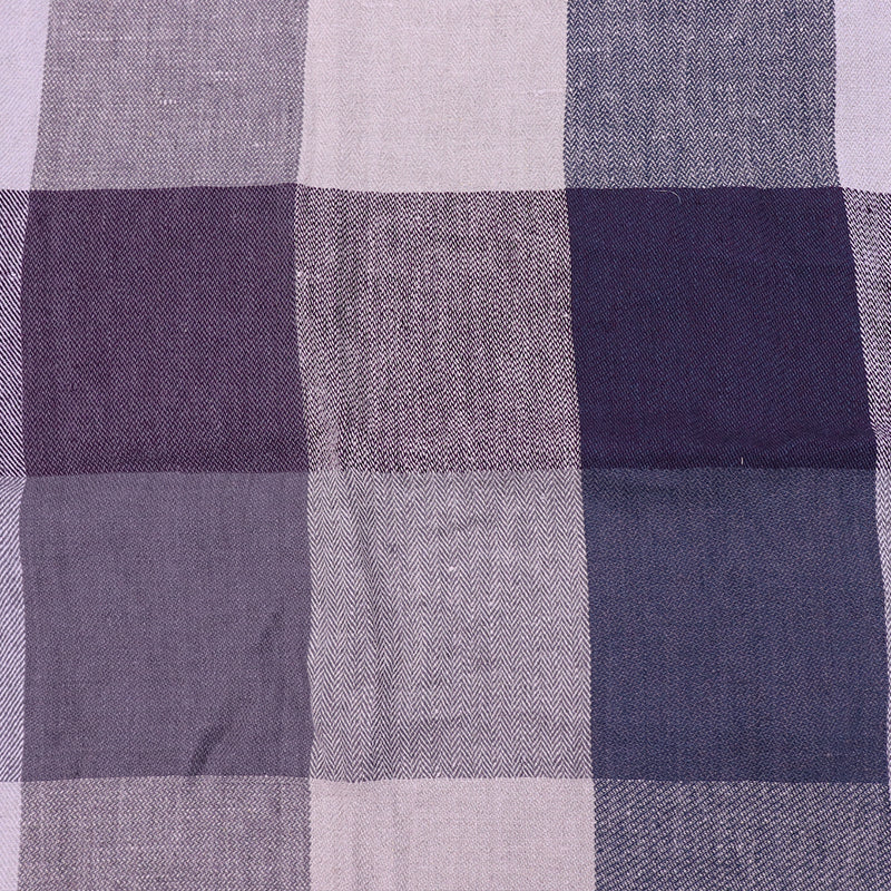 100% Linen Deadstock Dressmaking Linen - Muted Jumbo Purple and Grey Check