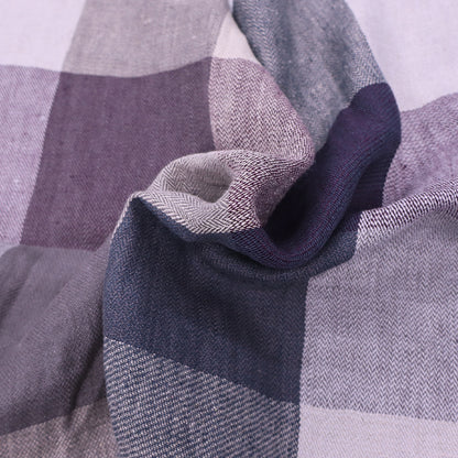 100% Linen Deadstock Dressmaking Linen - Muted Jumbo Purple and Grey Check