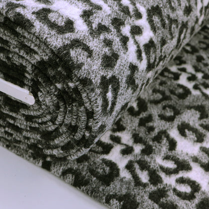 Deadstock Grey Leopard Print Wool Blend Fabric