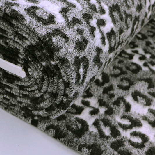 Deadstock Grey Leopard Print Wool Blend Fabric