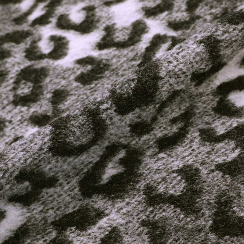 Deadstock Grey Leopard Print Wool Blend Fabric