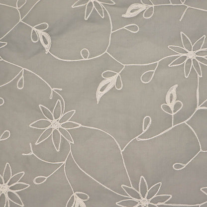 100% Silk Deadstock Fabric - Cream Floral Sheer Silk Organza