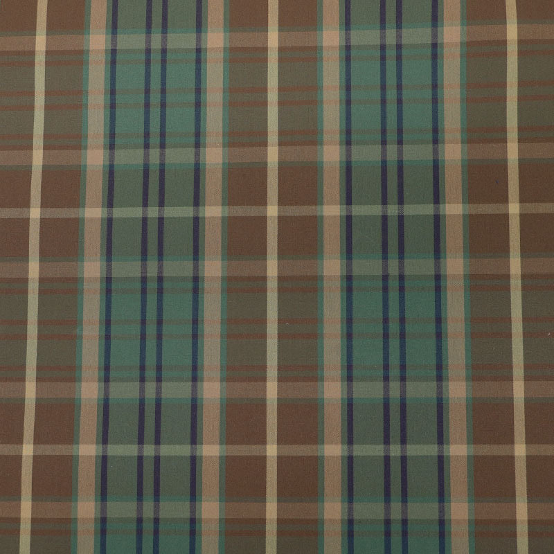 100% Cotton Water Resistant Waxed finish Fabric - Brown and Green Check