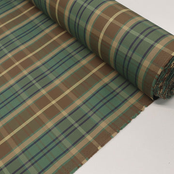 100% Cotton Water Resistant Waxed finish Fabric - Brown and Green Check