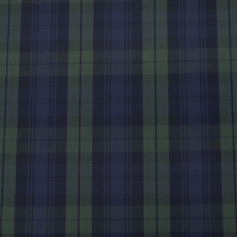 100% Cotton Waxed Water Resistant Fabric - Navy Blue and Green Check