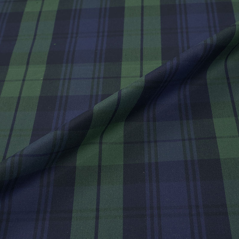 100% Cotton Waxed Water Resistant Fabric - Navy Blue and Green Check