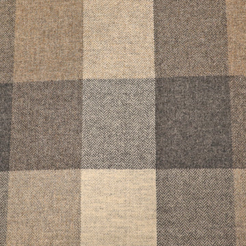 100% Wool Check Fabric - Grey, Beige and Brown